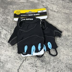 NEW Gold’s Gym Tacky Fingerless Gloves Women S/M Black & Aqua Weightlifting